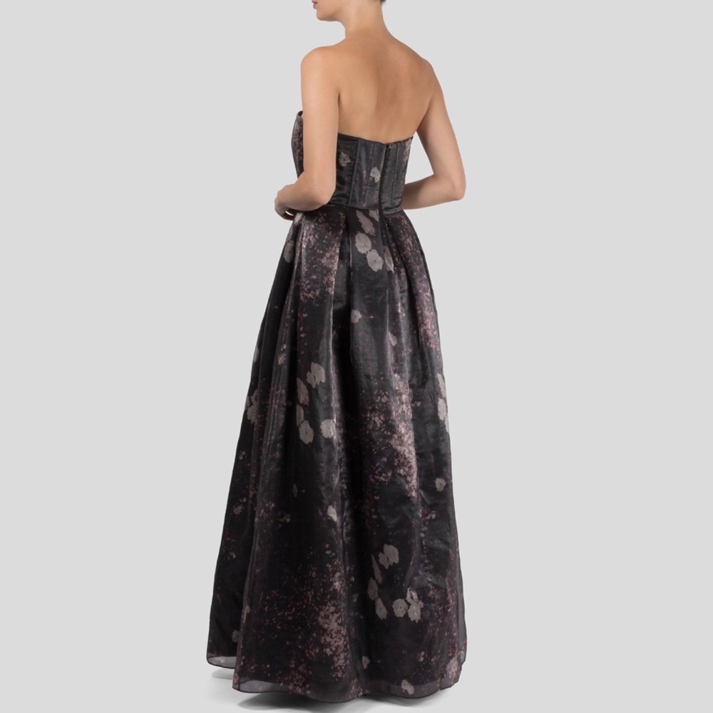 Alice + Olivia Kamila Dark Purple Floral Strapless Gown Size 10 - Picture 2 of 10